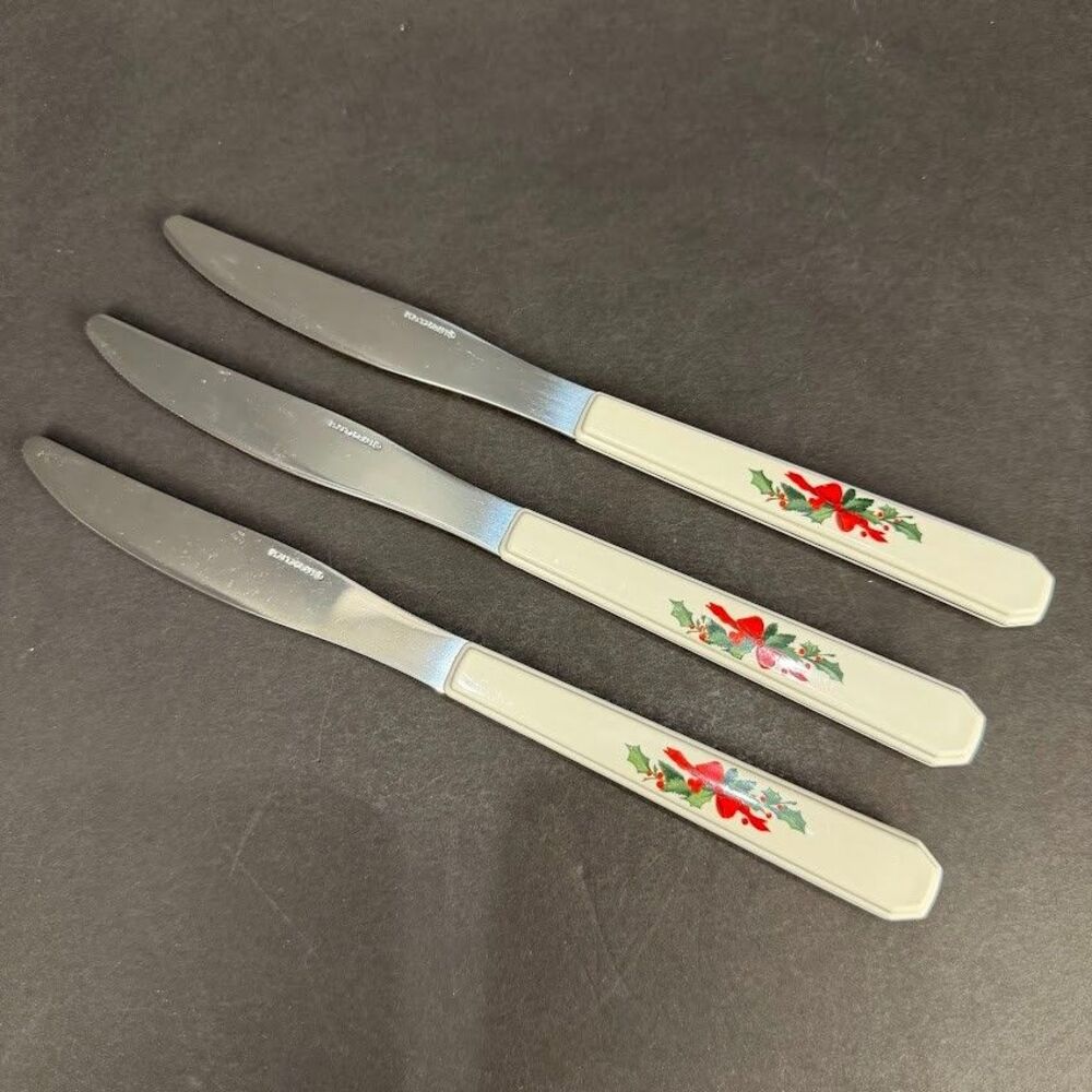 Set of 3 Vintage Pfaltzgraff Christmas Heritage 9" Dinner Knives